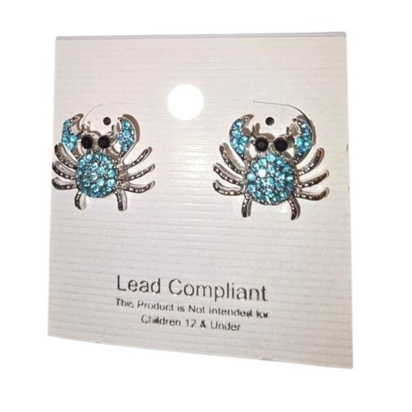 Rhinestone Stud Earrings Pick- Dolphin Star Crab Bow Paw Dragonfly Giraffe NWT - Picture 7 of 9